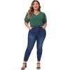 Agnes Orinda Women's Plus Size V Neck Swiss Dots Puff Sleeve Loose Casual Dressy Blouses - 3 of 4