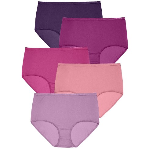Comfort Choice Women's Plus Size Nylon Brief 5-Pack - 7, Purple