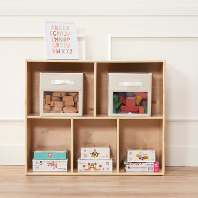 Natural Birch Lacquered 5-Compartment Storage Bookcase