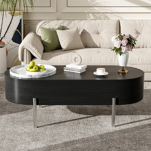 47.2'' Lift Top Coffee Table, Center Table with Hidden Storage Compartment,Cocktail Table with 360 Degree Rotating Tray for Living Room Office - 1 of 4