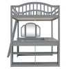 Polibi Full Size Wood Loft Bed with Built-In U-Shaped Desk, Vanity Mirror Station & Storage Shelves - 4 of 4