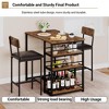3-Piece Bar Table and Chairs, 3 Storage Shelves, Tall Kitchen Breakfast Nook, Space-Saving and Modern Design, for Breakfast Nook, Apartment - 4 of 4