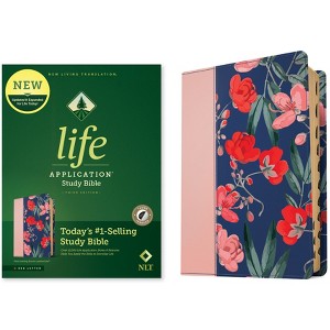 NLT Life Application Study Bible, Third Edition (Leatherlike, Pink Evening Bloom, Indexed, Red Letter) - (Leather Bound) - 1 of 1