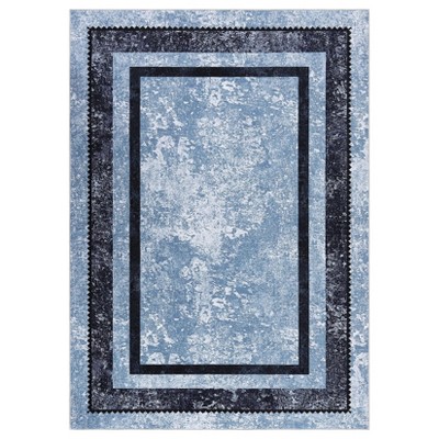 Thin Oriental Washable Rug for Bedroom, Non-Slip Stain Resistant Foldable Large Carpet Pet & Kids Friendly for Dining Room