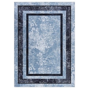 Thin Oriental Washable Rug for Bedroom, Non-Slip Stain Resistant Foldable Large Carpet Pet & Kids Friendly for Dining Room - 1 of 4