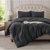 Jersey Knit Duvet Cover Set, 100 T - Shirt Cotton, Super Soft, Queen, Heather Charcoal Grey, Set of 3 with Zipper - 2 of 4