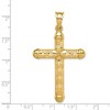 Black Bow Jewelry Mens 14k Yellow Gold Hollow Reversible Textured Cross Pendant, 29x53mm - 4 of 4