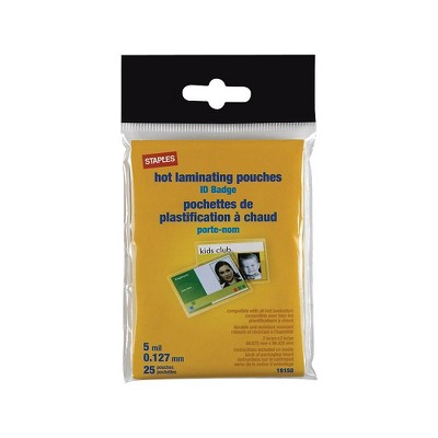 Staples ID Tag Size Thermal Laminating Pouches 5 mil 25 pack 848467