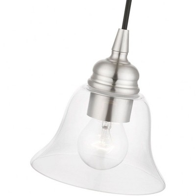 Brushed Nickel Hand-Blown Glass Indoor/Outdoor Pendant Light