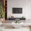 POVISON 79" Modern TV Stand for Projector, Sintered Stone TV Cabinet with Drawers for Home Theater, Oak Veneer MDF, Black & White Media Console - 2 of 4