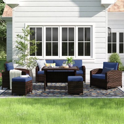 Chic Crate - Parkhurst 6-Piece Weather-Resistant Rattan Outdoor Set w/ Cushions & Table