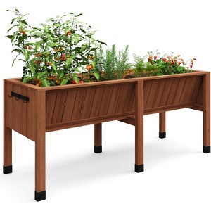 Elevated Wood Planter Box Stand for Backyard, Outdoor Planter Box with Storage Shelf,Herb Planter,for Backyard, Patio - 1 of 4