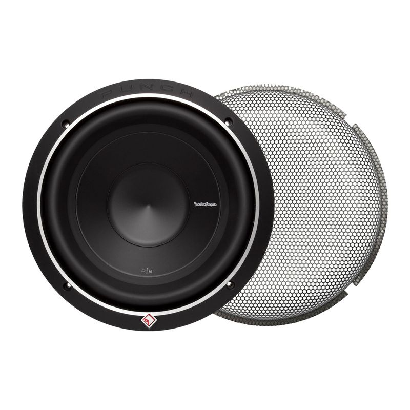 Rockford Fosgate P2D2-12 12” 600 Watt DVC Subwoofers and a P2P3G-12 12” Stamped Mesh Grille Insert, 1 of 7