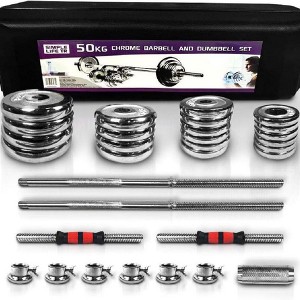 Naysaye Dumbbell Set 110LB Adjustable Weight Set with Barbell Conversion Carrying Box for Home Gym, Silver, 36.22"*12.2"*6.29" - 1 of 4