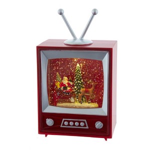 Kurt Adler 8.5" Battery-Operated Musical Water TV with Santa and Sleigh - 1 of 4