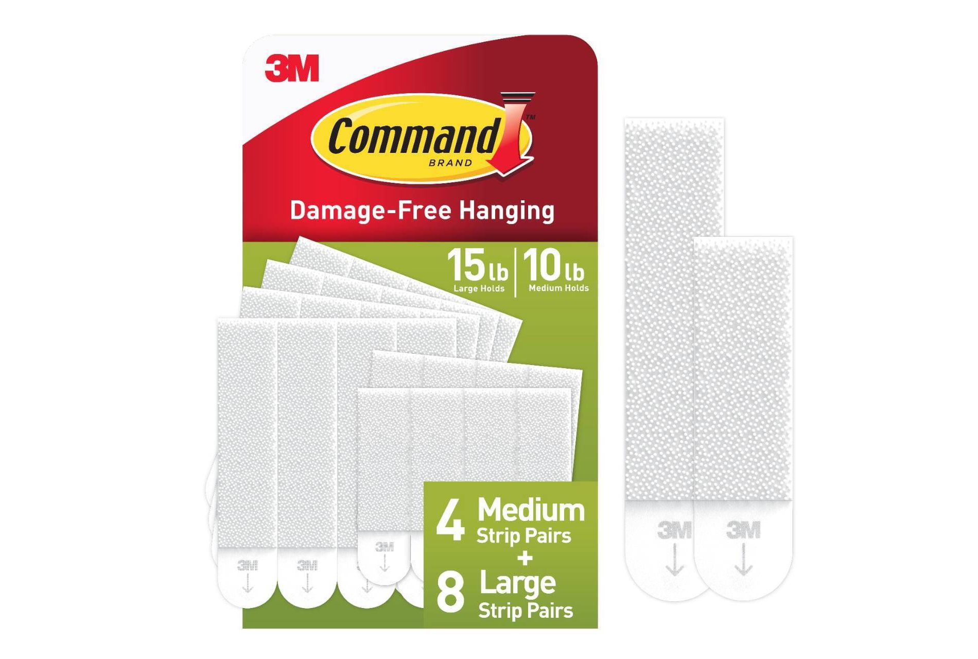 Command 4 Sets of Medium/8 Sets of Large And Medium Sized Picture Hanging Strips White: Wall Sticky Frame Mounting Kit