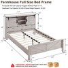 SinCiDo Farmhouse Full Size Bed Frame w/Storage Bookcase Headboard & Charging Station, Wood Platform Bed w/Wood Slat Support - 3 of 4