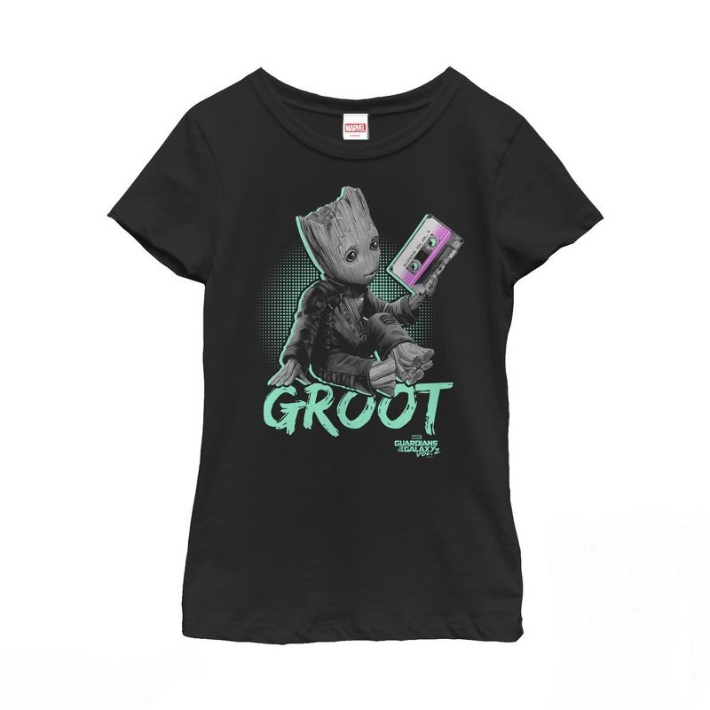 Girl's Marvel Guardians of the Galaxy Vol. 2 Groot Mix Tape T-Shirt, 1 of 4
