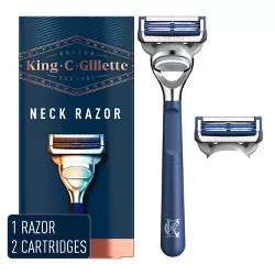 King C. Gillette Men's Neck Razor + 2 Razor Blade Refills - 3ct