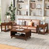 Rectangular 3-Piece Living Room Table Collection with Solid Wood Legs: Includes 1 Coffee Table and 2 End Tables, Wood Tea Table Set - 4 of 4