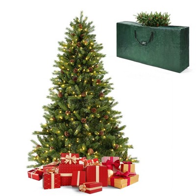 Tangkula 6 FT Pre-Lit New PE & PVC Christmas Tree 3-Minute Quick Shape with Storage Bag