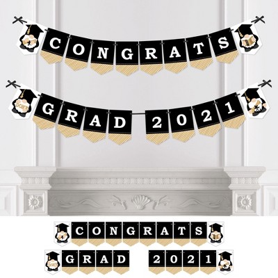 Big Dot of Happiness Grad Gnomes - 2021 Graduation Party Bunting Banner - Party Decorations - Congrats Grad 2021