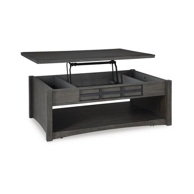 Gray Wood Lift-Top Coffee Table with Storage