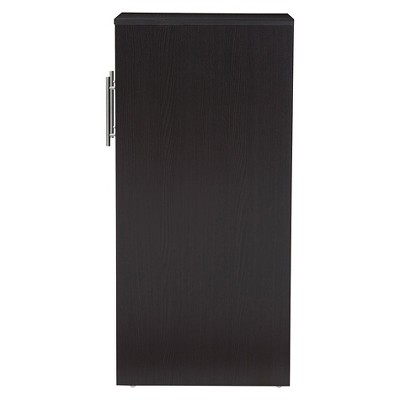 Dark Brown Wood Bookcase with Pull-Out Doors and Shelves