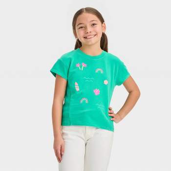 Girls' Short Sleeve Icons French Terry Washed Top - Cat & Jack™