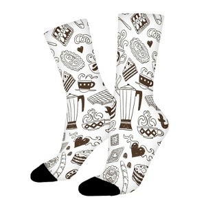 Coffee And Sweet Menu Women Printed Crew Socks Funny Funky Socks Soft Polyester Novelty Gifts for Artists Men - 1 of 1