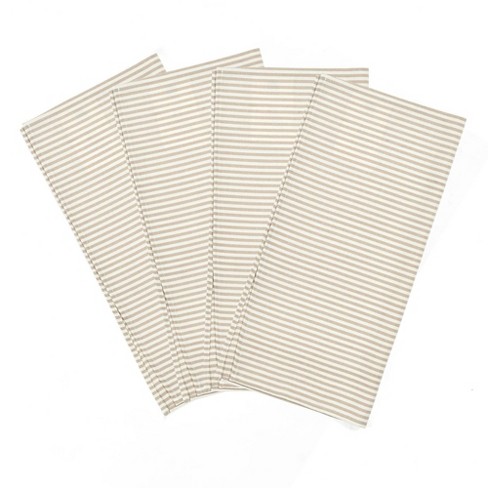 Plain Striped Linen Cotton Blended Dinner Cloth Napkins