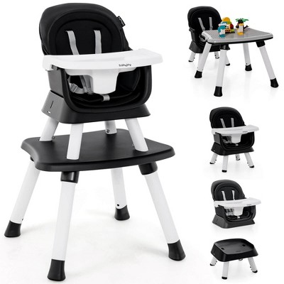 Image of Babyjoy  8-in-1 Baby High Chair Convertible Dining Booster Seat w/ Removable Tray Black
