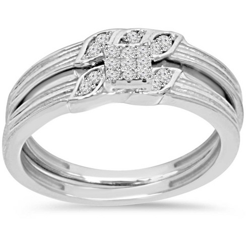 1/3ct His & Hers Diamond Trio Engagement Wedding Bridal Ring Set 10K White Gold