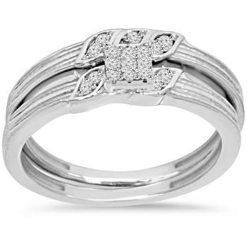 Pompeii3 1/6ct Diamond Engagement Wedding Ring Set 10K White Gold