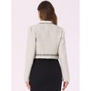 INSPIRE CHIC Women's Double Breasted Open Front Elegant Plaid Tweed Crop Blazer - 3 of 4