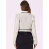 INSPIRE CHIC Women's Double Breasted Open Front Elegant Plaid Tweed Crop Blazer - image 3 of 4