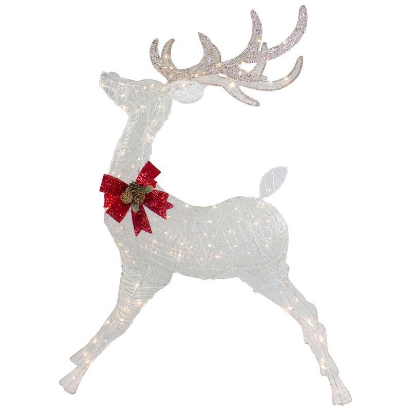 Northlight 56" LED Lighted Reindeer with Glitter Bow Outdoor Christmas Decoration, 1 of 7