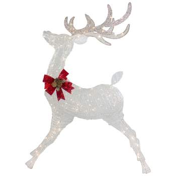 Northlight 56" LED Lighted Reindeer with Glitter Bow Outdoor Christmas Decoration