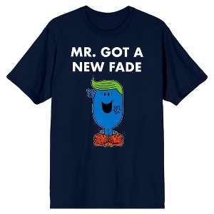 Mr. Men And Little Miss Meme Mr. Got A New Fade Crew Neck Short Sleeve Navy Men's T-shirt - 1 of 3