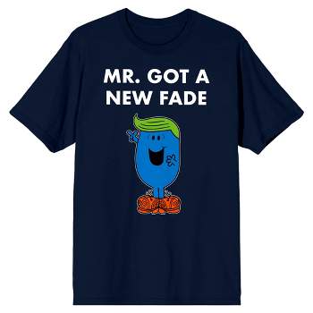 Mr. Men And Little Miss Meme Mr. Got A New Fade Crew Neck Short Sleeve Navy Men's T-shirt