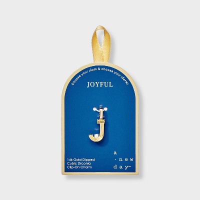 14K Gold Dipped Cubic Zirconia Ribbed Letter Charm - A New Day™ Gold