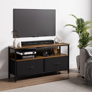 TV Stand with 2 Fabric Drawers for 55 Inch TV Entertainment Center with Storage Cabinets Media Console with Open Shelf Entertainment Stand - 1 of 4