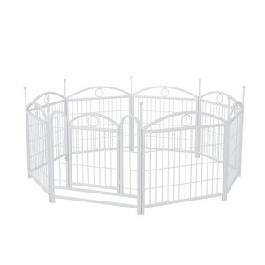 Akoasm 24 inch 8 Panels Heavy Duty Dog Fence Puppy Pen for Large Medium Small Dogs-White - 1 of 4