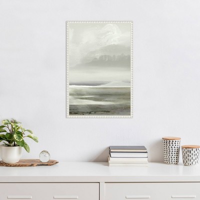 Serene Abstract Landscape Beaded Framed Canvas Wall Art