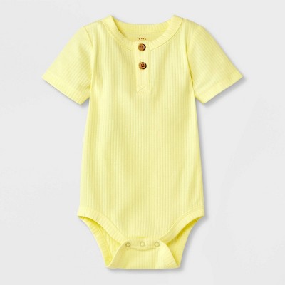 Image of Baby Solid Henley Bodysuit - Cat & Jack™ Yellow 0-3M