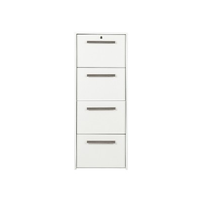 White Woodgrain 4-Drawer Lockable Lateral File Cabinet