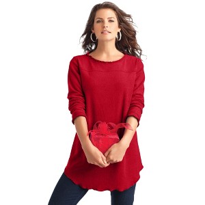 Roaman's Women's Plus Size High Pile Fleece Fleece Tunic - 1 of 4