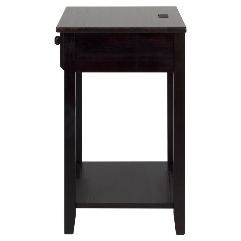 Casual Home Night Owl Sleek Solid Wood Bedroom Nightstand with Included Discrete 4 port USB Port Station, 2 of 7