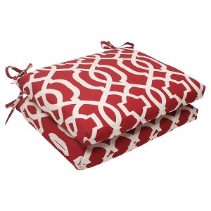 Outdoor 2-Piece Square Seat Cushion Set - Red/White Geometric