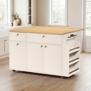 GDFStudio Stuart Modern Mobile Kitchen Island with Storage Shelves : Target